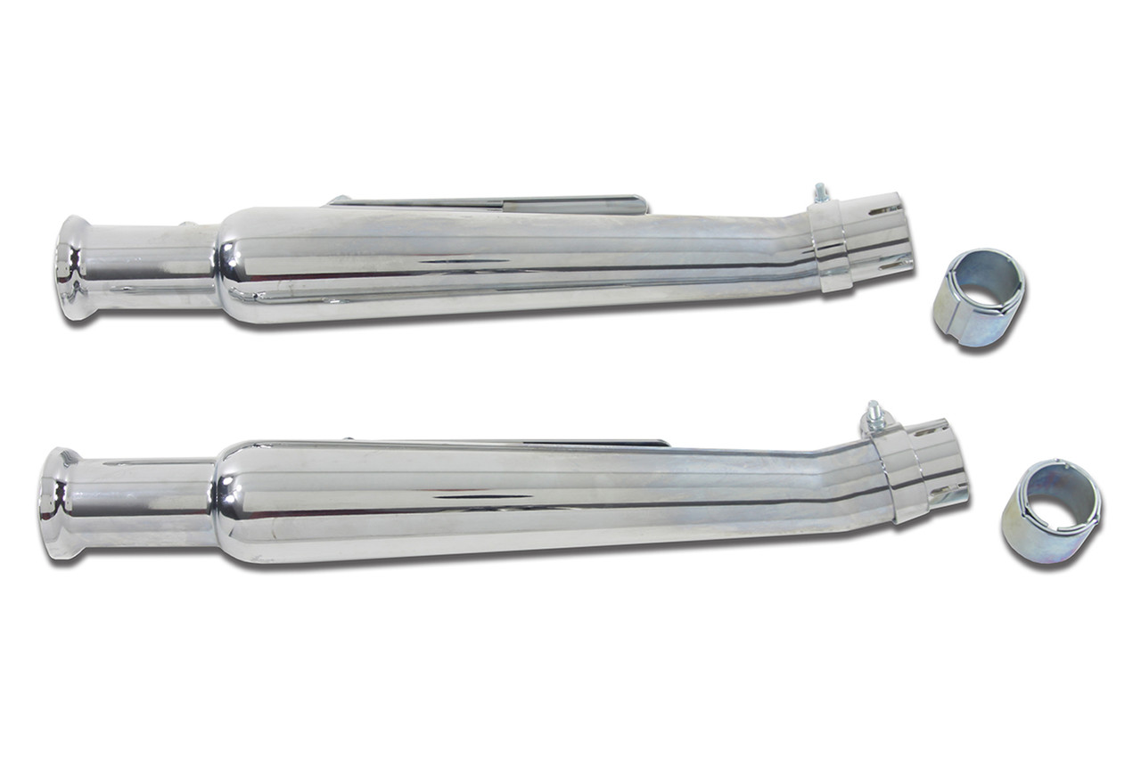 V-Twin #U08-0214R 2 - Right Side Chrome 20 inch Megaphone Upsweep Slip On Muffler