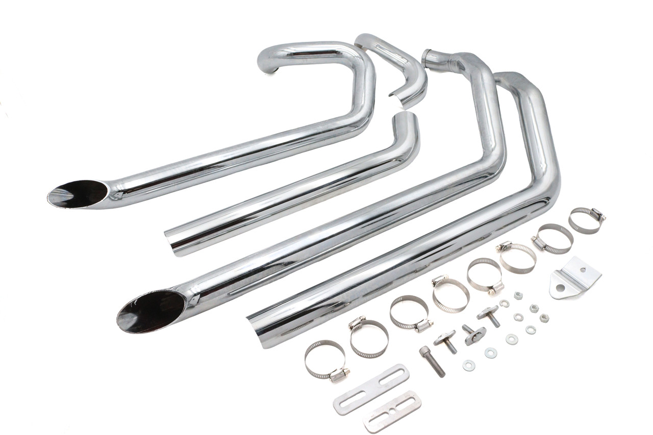 Wyatt Gatling #2477 - Wyatt Gatling FXST Street Fighter Drag Pipe Set Chrome