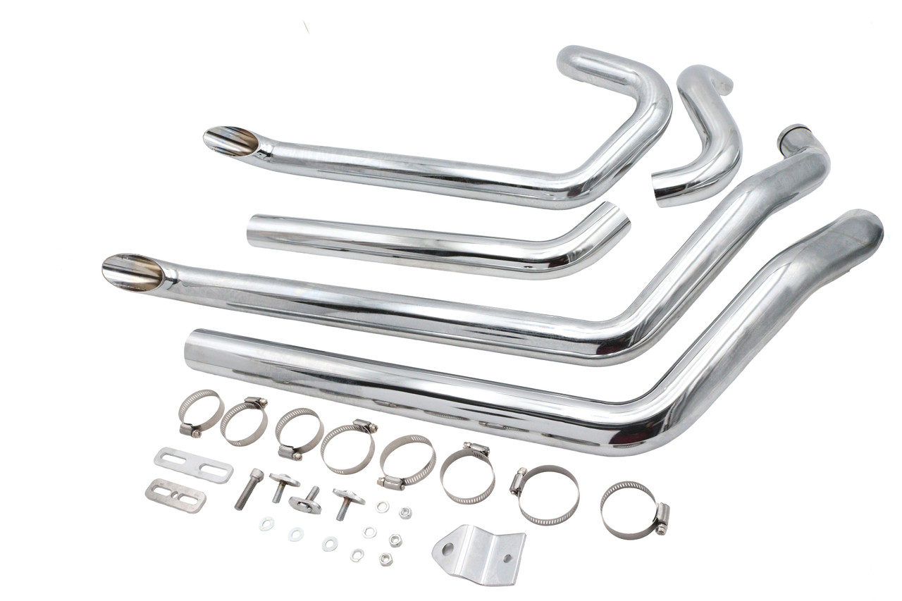 Wyatt Gatling #2477 - Wyatt Gatling FXST Street Fighter Drag Pipe Set Chrome