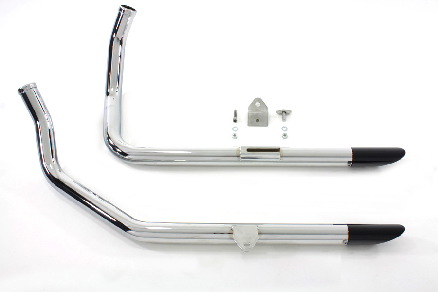 V-Twin #8220 - Wyatt Gatling Exhaust Drag Pipe Set With Black Slash Tips