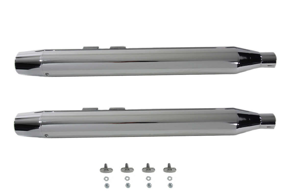 V-Twin #9433 - Muffler Set With Chrome Long Tapered End Tips