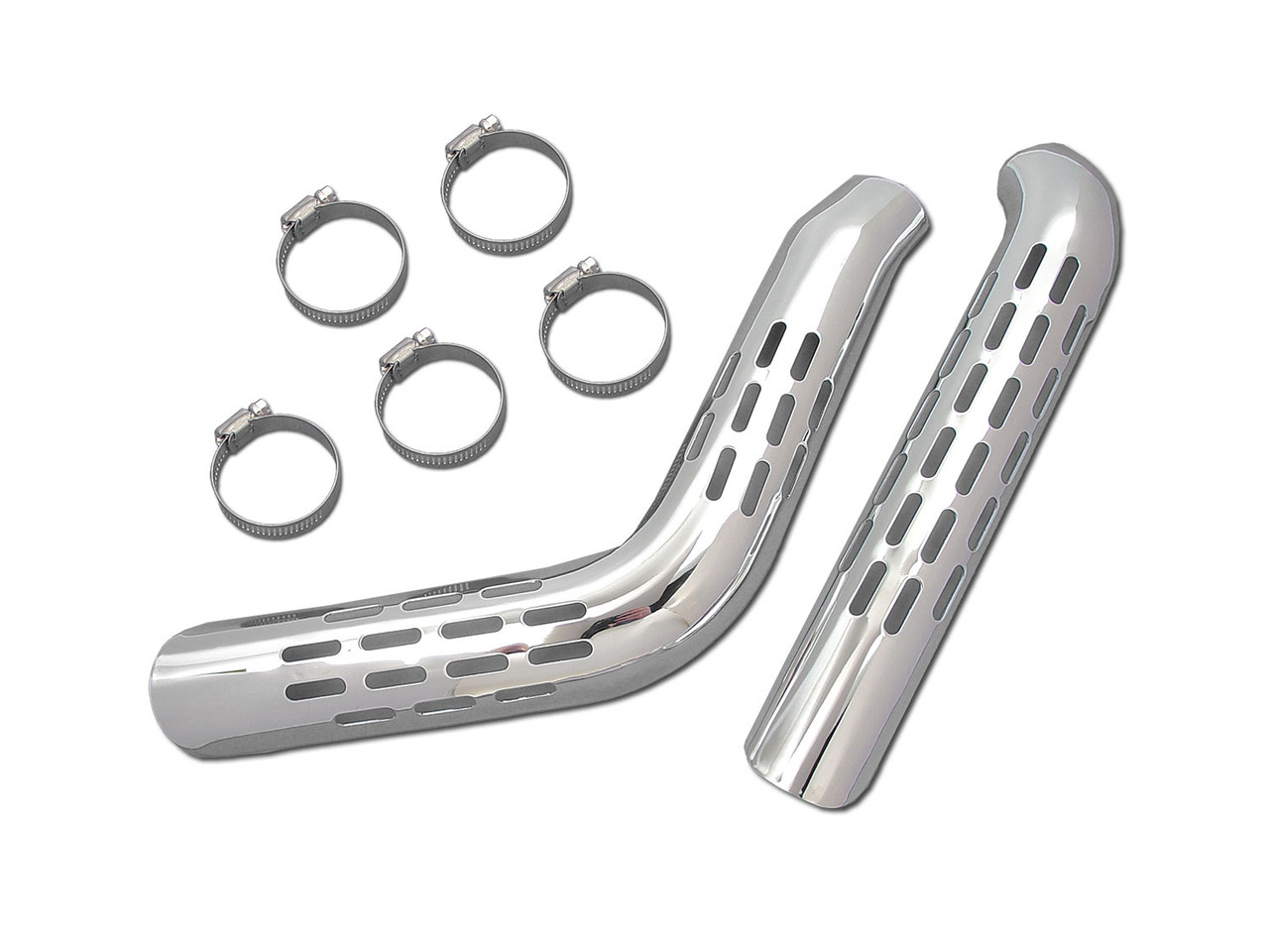 V-Twin #72846A - Exhaust Heat Shield Set Perforated Style Chrome