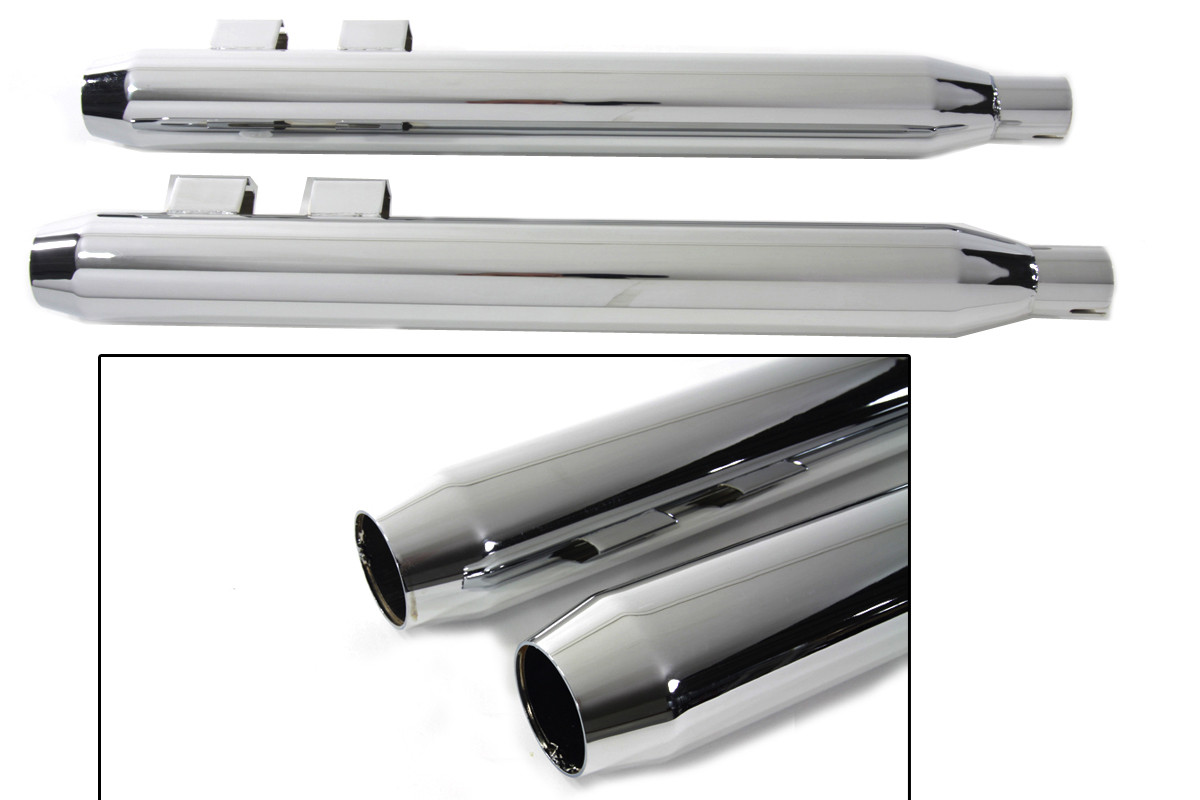 V-Twin #3781 - Muffler Set With Chrome Short Tapered End Tips
