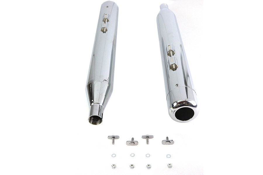 V-Twin #3705 - 4 inch Muffler Set with Chrome Hollow Point End Tips
