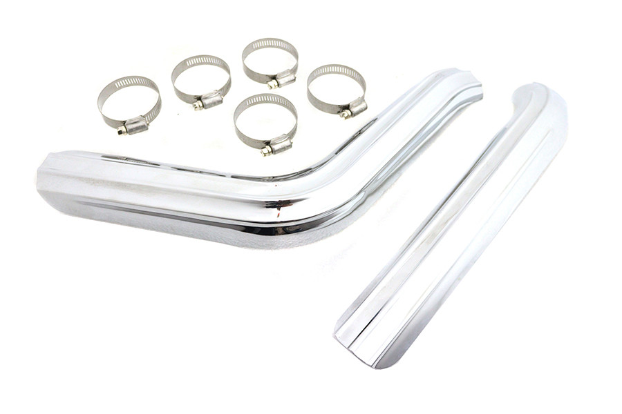 V-Twin #72846 + 72846A - Ribbed Heat Shield Set Chrome