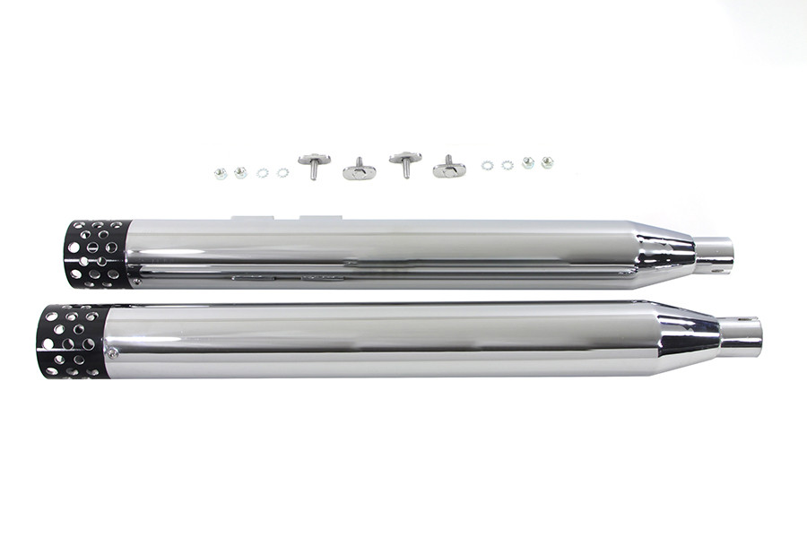 V-Twin #9079-C - Muffler Set with Black Shooter Style Ends