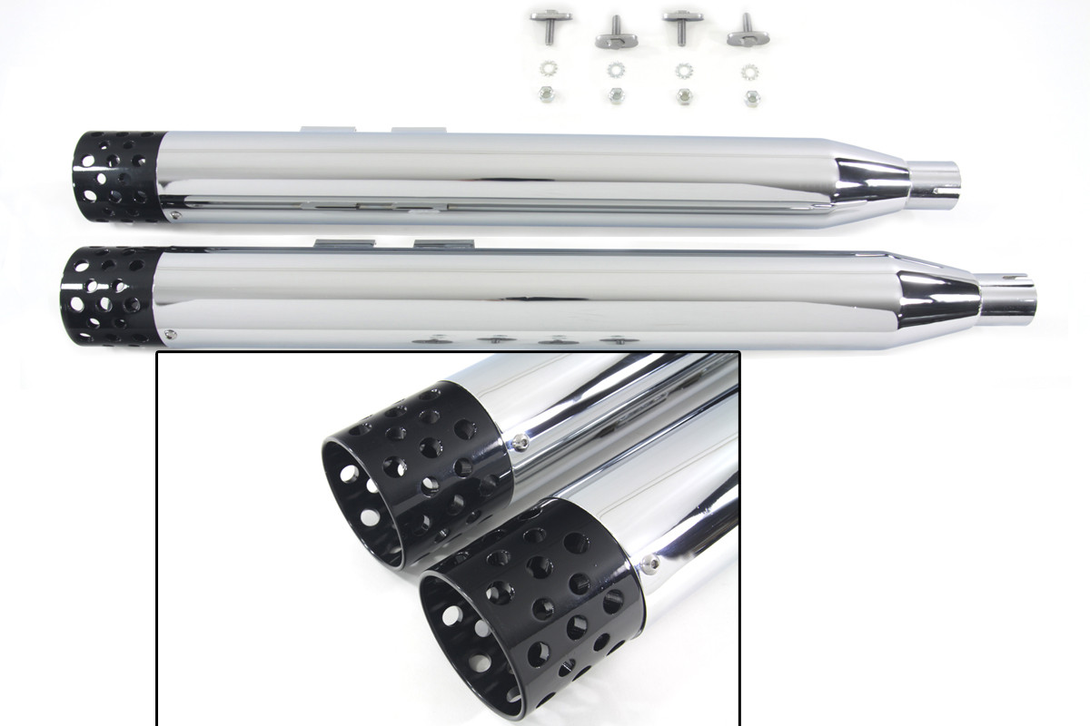 V-Twin #9079 - Muffler Set with Black Shooter Style Ends