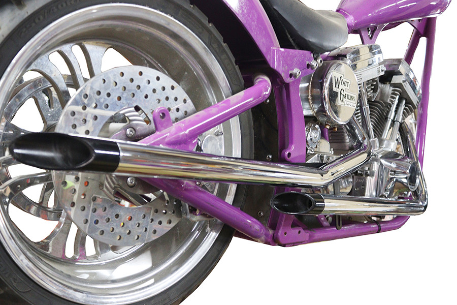 V-Twin - Drag Pipe Set Slash Cut End with Long Black Tips
