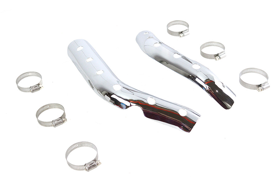 V-Twin #75028A - XL Heat Shield Set Chrome