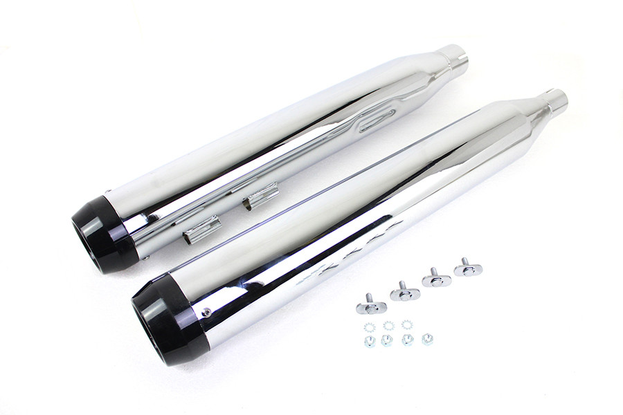 Wyatt Gatling #8483 - Wyatt Gatling Muffler Set Chrome with Black Taper Tip