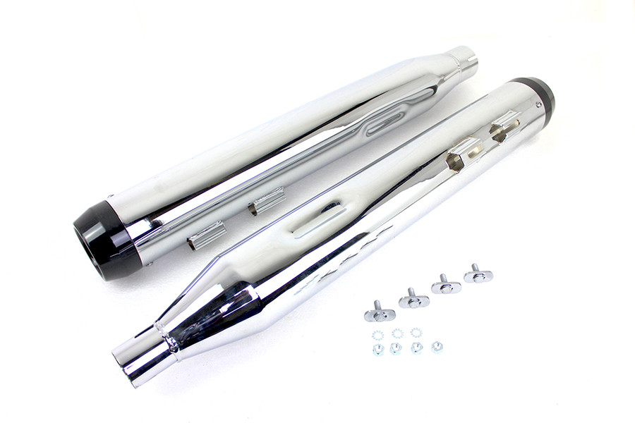 Wyatt Gatling #8483 - Wyatt Gatling Muffler Set Chrome with Black Taper Tip