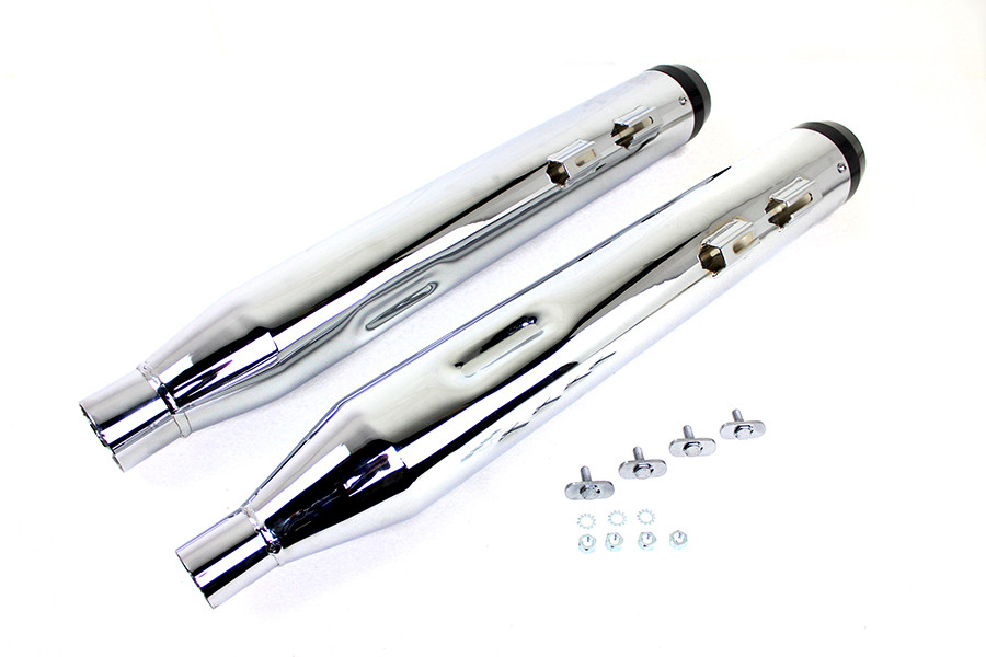 Wyatt Gatling #8483 - Wyatt Gatling Muffler Set Chrome with Black Taper Tip