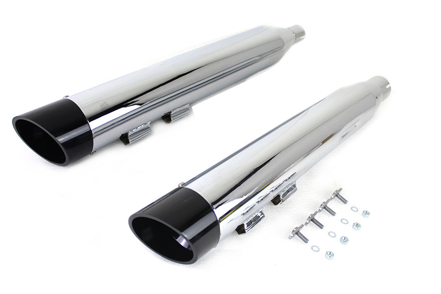 Wyatt Gatling #8375 - Wyatt Gatling Muffler Set Chrome with Black Slash Down Tip