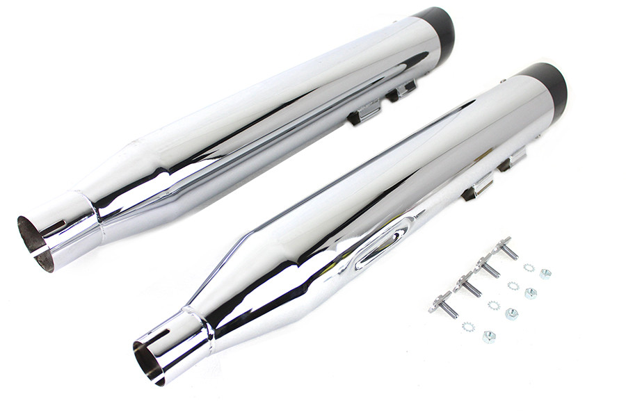 Wyatt Gatling #8375 - Wyatt Gatling Muffler Set Chrome with Black Slash Down Tip