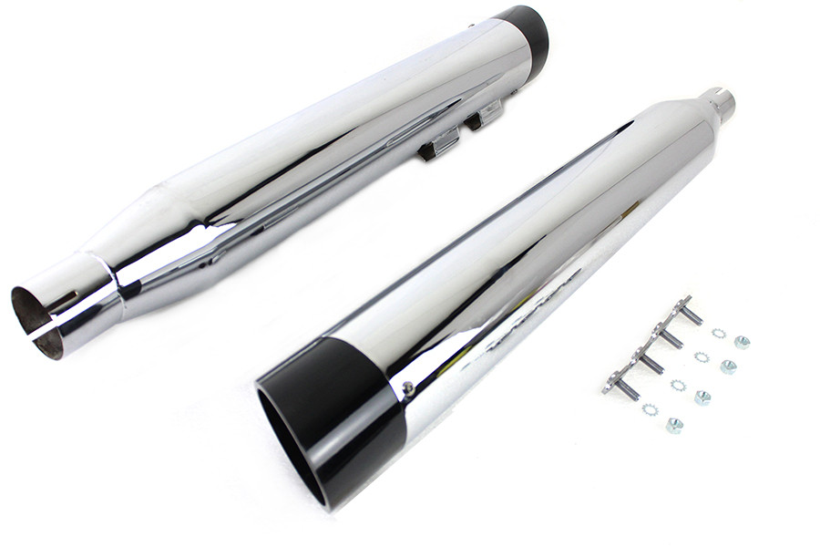 Wyatt Gatling #8375 - Wyatt Gatling Muffler Set Chrome with Black Slash Down Tip