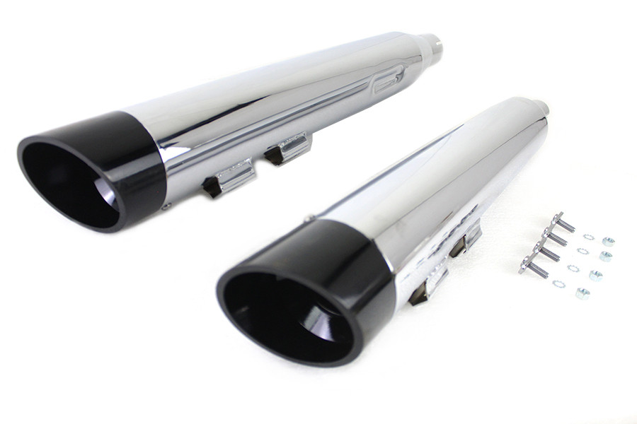 Wyatt Gatling #8375 - Wyatt Gatling Muffler Set Chrome with Black Slash Down Tip