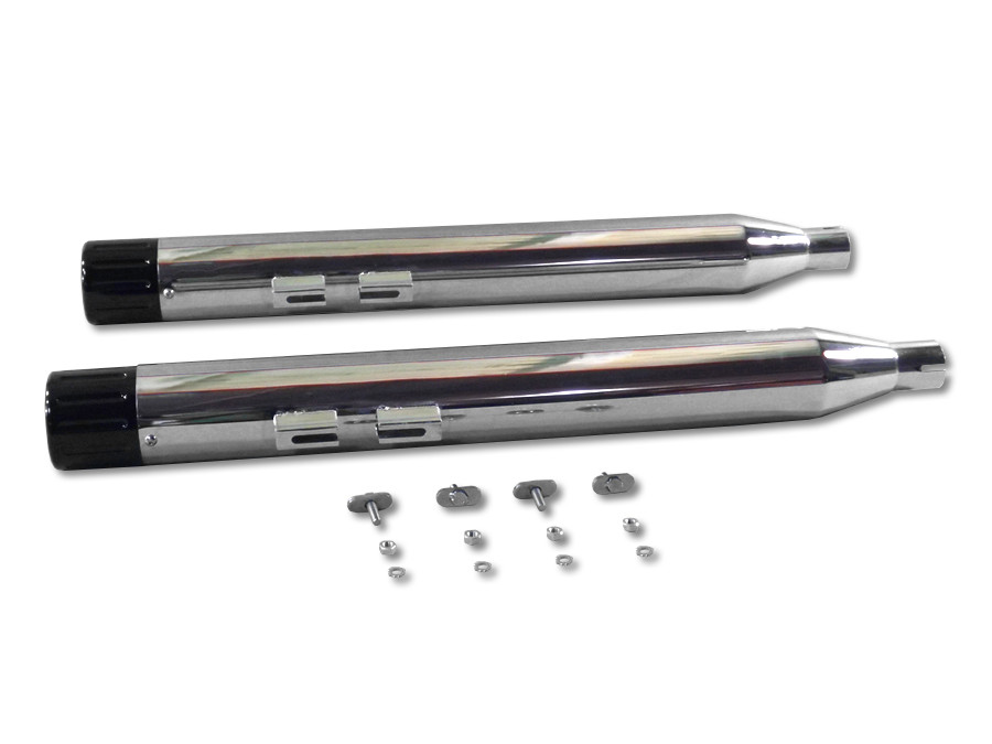 V-Twin #3927 - Muffler Set with Black Revolver End Tips