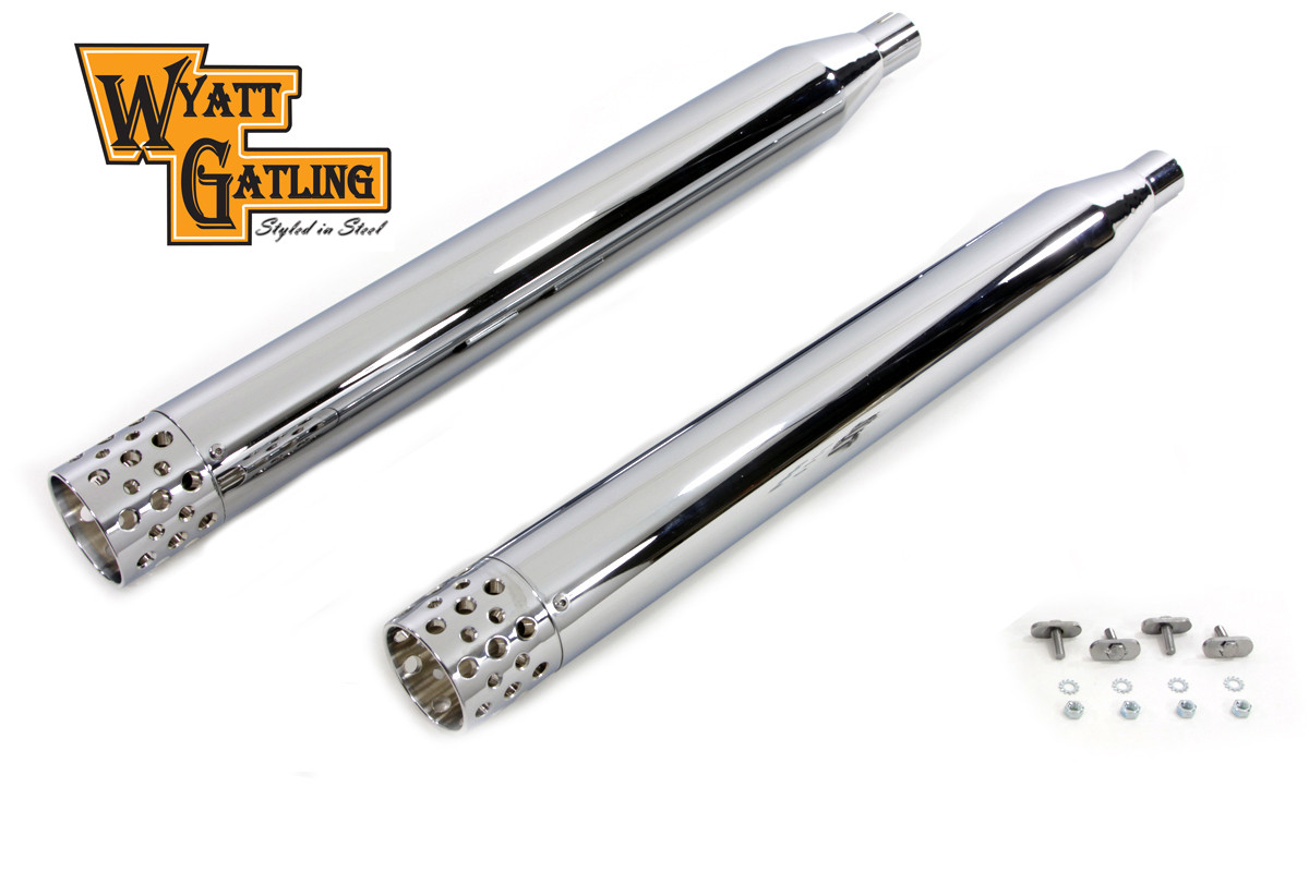 V-Twin - Factory Sample Wyatt Gatling Muffler Set Chrome