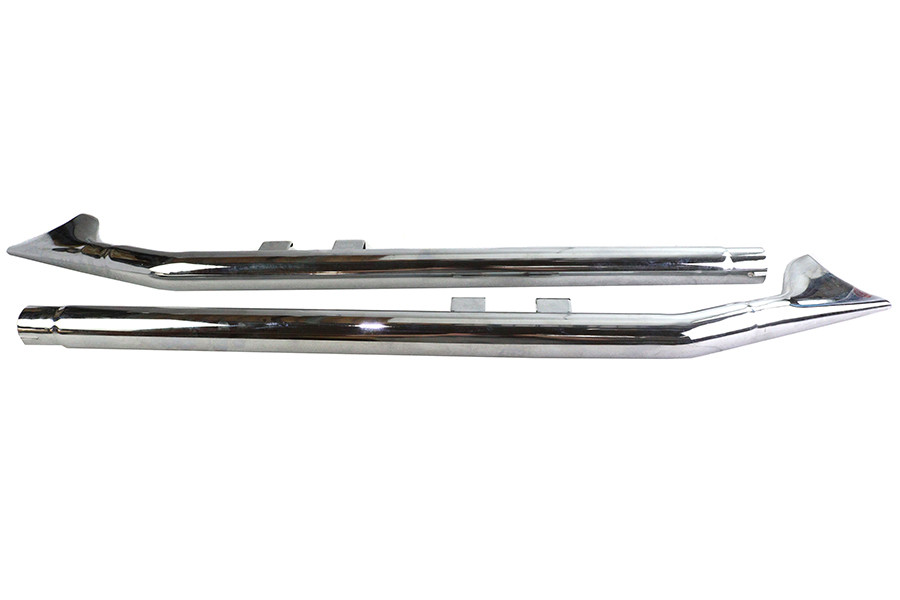 V-Twin #7979 - FLT Upsweep Straight Fishtail Set Chrome