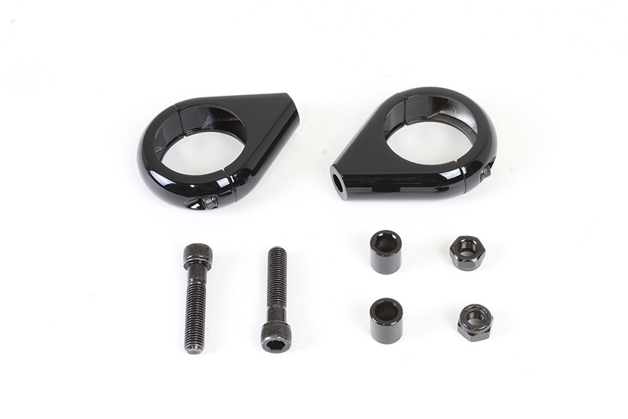 V-Twin #L12-6058GB-39 - Black Turn Signal Clamp Kit for 39mm Forks
