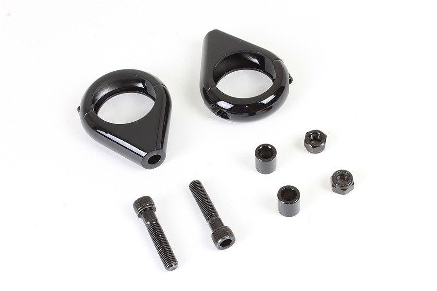V-Twin #L12-6058GB-39 - Black Turn Signal Clamp Kit for 39mm Forks