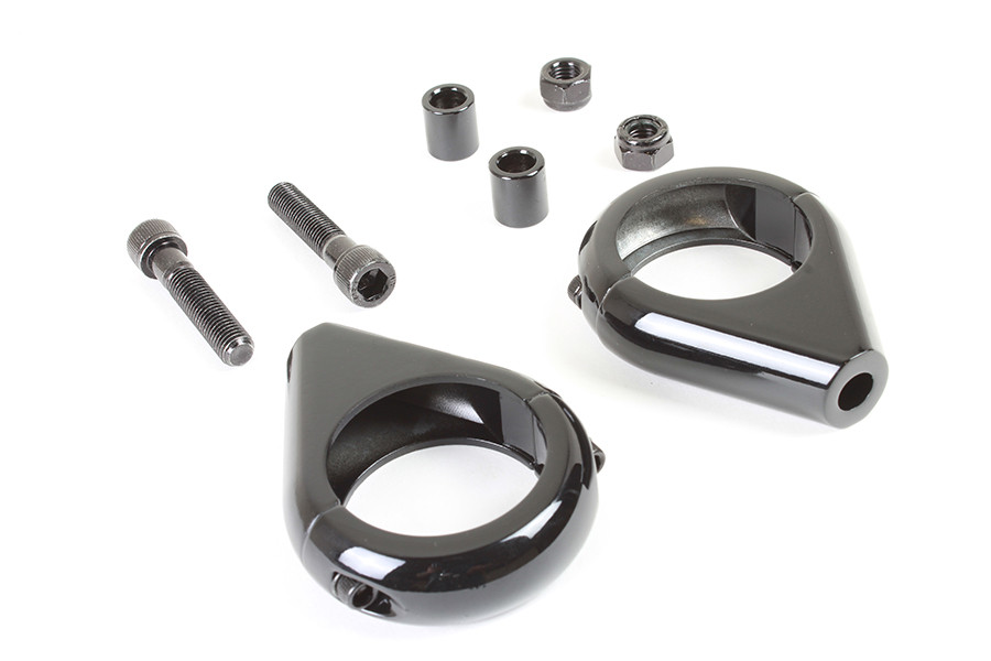 V-Twin #L12-6058GB-39 - Black Turn Signal Clamp Kit for 39mm Forks