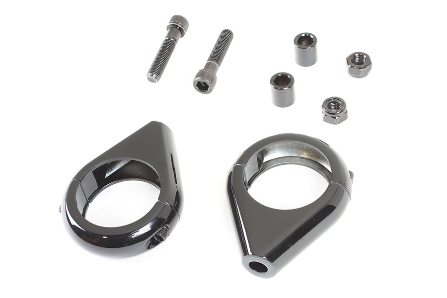 V-Twin #L12-6058GB-39 - Black Turn Signal Clamp Kit for 39mm Forks