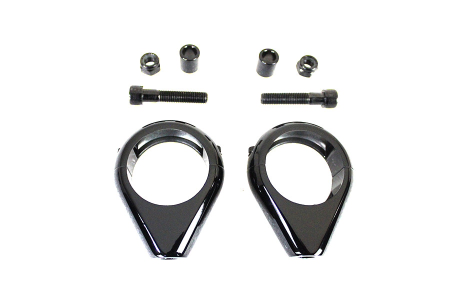 V-Twin #L12-6058GB-41 - Black Turn Signal Clamp Kit 41mm Forks