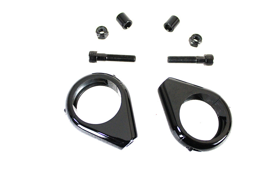V-Twin #L12-6058GB-41 - Black Turn Signal Clamp Kit 41mm Forks