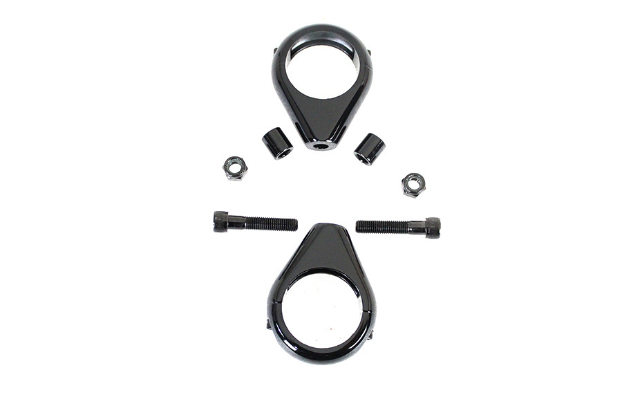 V-Twin #L12-6058GB-41 - Black Turn Signal Clamp Kit 41mm Forks