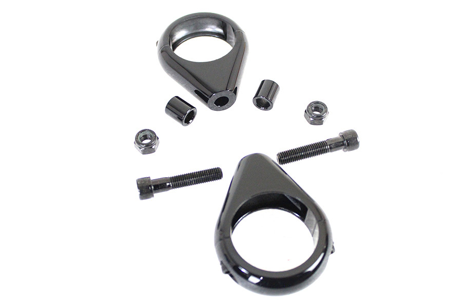 V-Twin #L12-6058GB-41 - Black Turn Signal Clamp Kit 41mm Forks