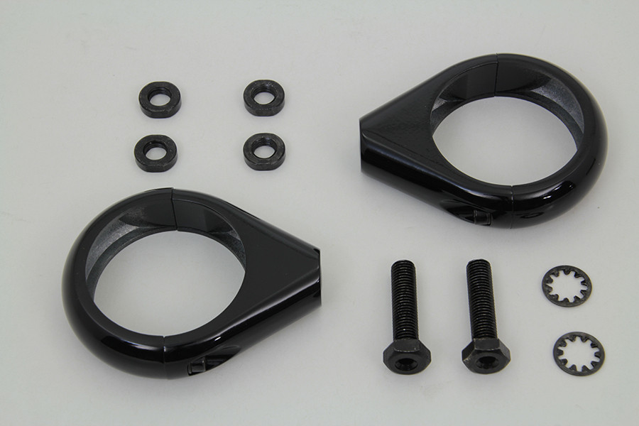 V-Twin #L12-6058GB-49 - Black Turn Signal Clamp Kit 49mm Forks