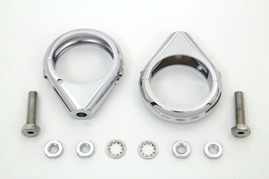 V-Twin #L12-6058C-49 - Chrome Turn Signal Clamp Kit 49mm Forks