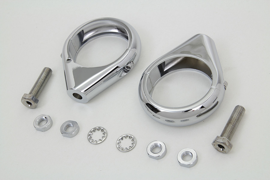 V-Twin #L12-6058C-49 - Chrome Turn Signal Clamp Kit 49mm Forks