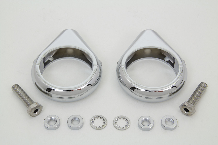 V-Twin #L12-6058C-49 - Chrome Turn Signal Clamp Kit 49mm Forks