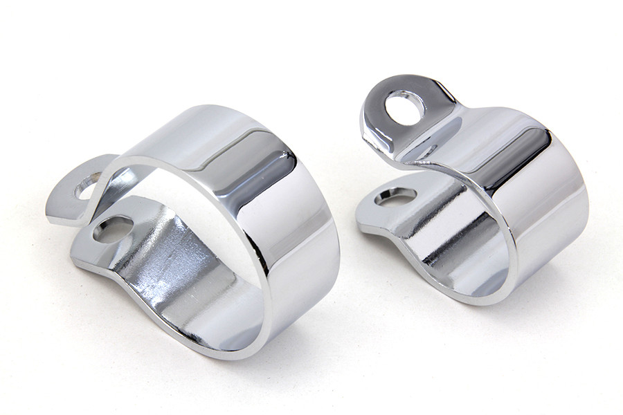 V-Twin #63473C - Front Exhaust Chrome Clamp Set