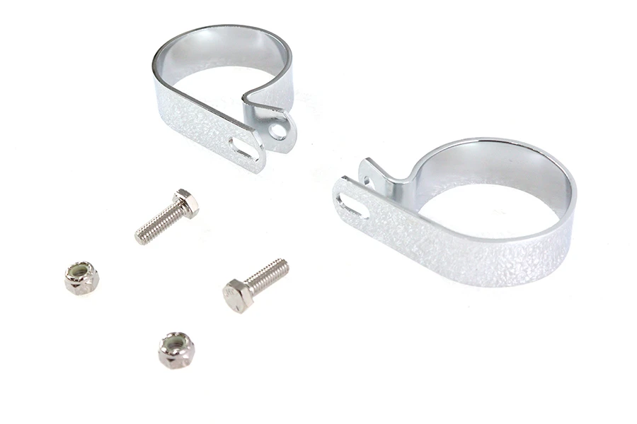 V-Twin #72870DA - Chrome 2-1/2 inch Exhaust Clamp Set