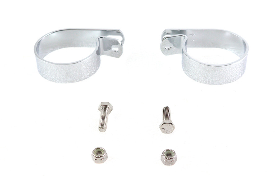V-Twin #72870DA - Chrome 2-1/2 inch Exhaust Clamp Set