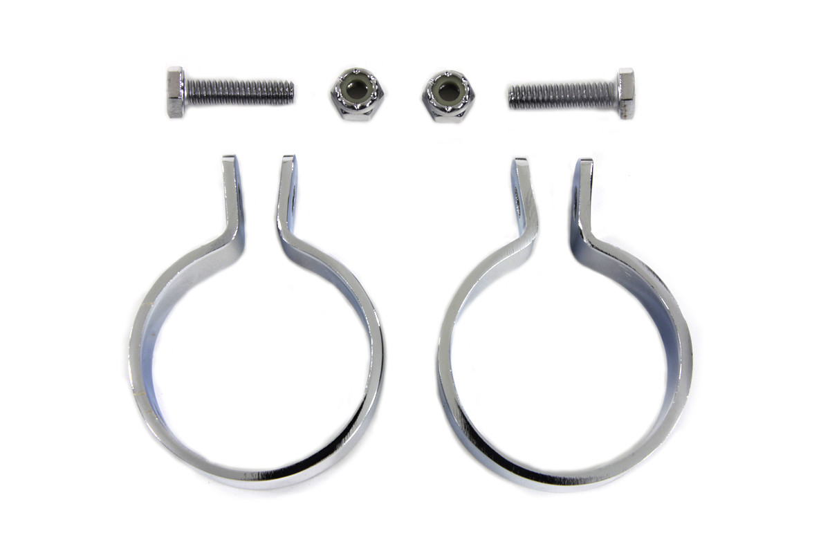 V-Twin #70318A - Chrome 1-7/8 inch Muffler End Clamp Set