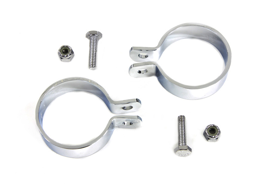 V-Twin #70318A - Chrome 1-7/8 inch Muffler End Clamp Set