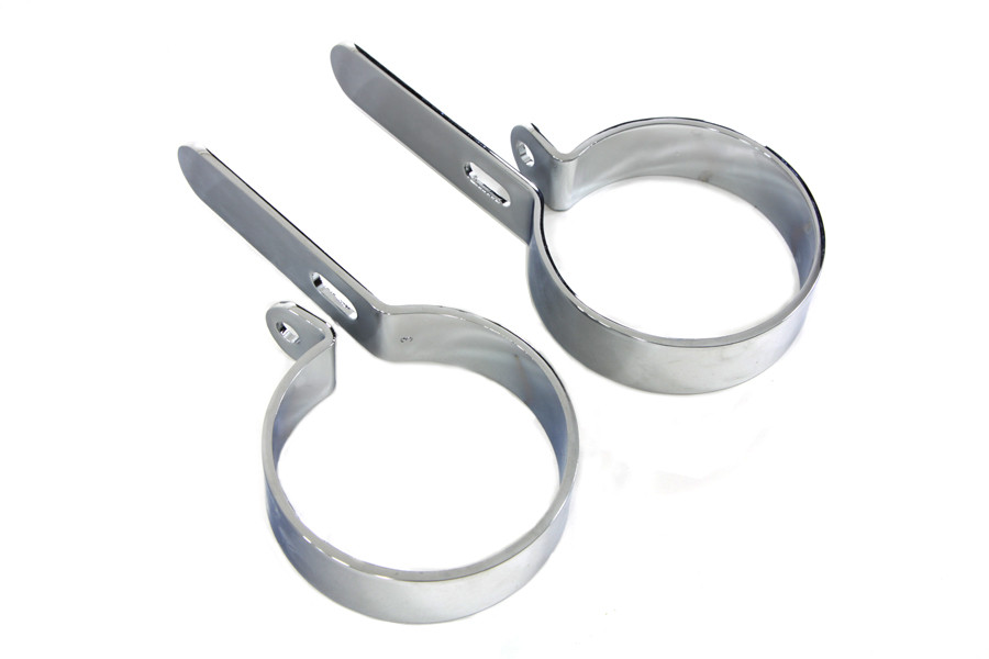V-Twin #72836D - Chrome 3 inch Muffler Hanger Clamp Set