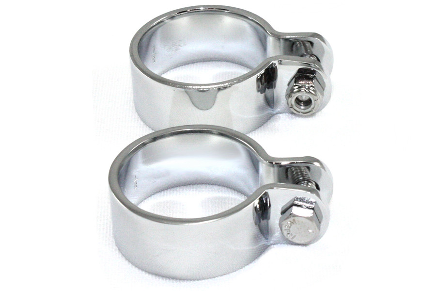 V-Twin #70318B - Chrome 1-7/8 inch Heavy Muffler Body and End Clamp Set
