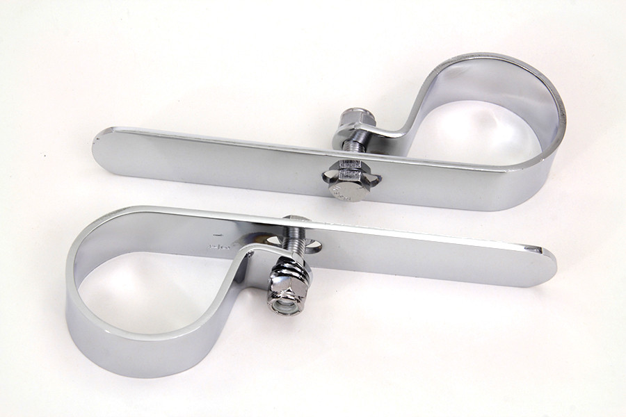 V-Twin #73006B - Chrome 1-3/4 inch Exhaust  inchP inch Clamp Set