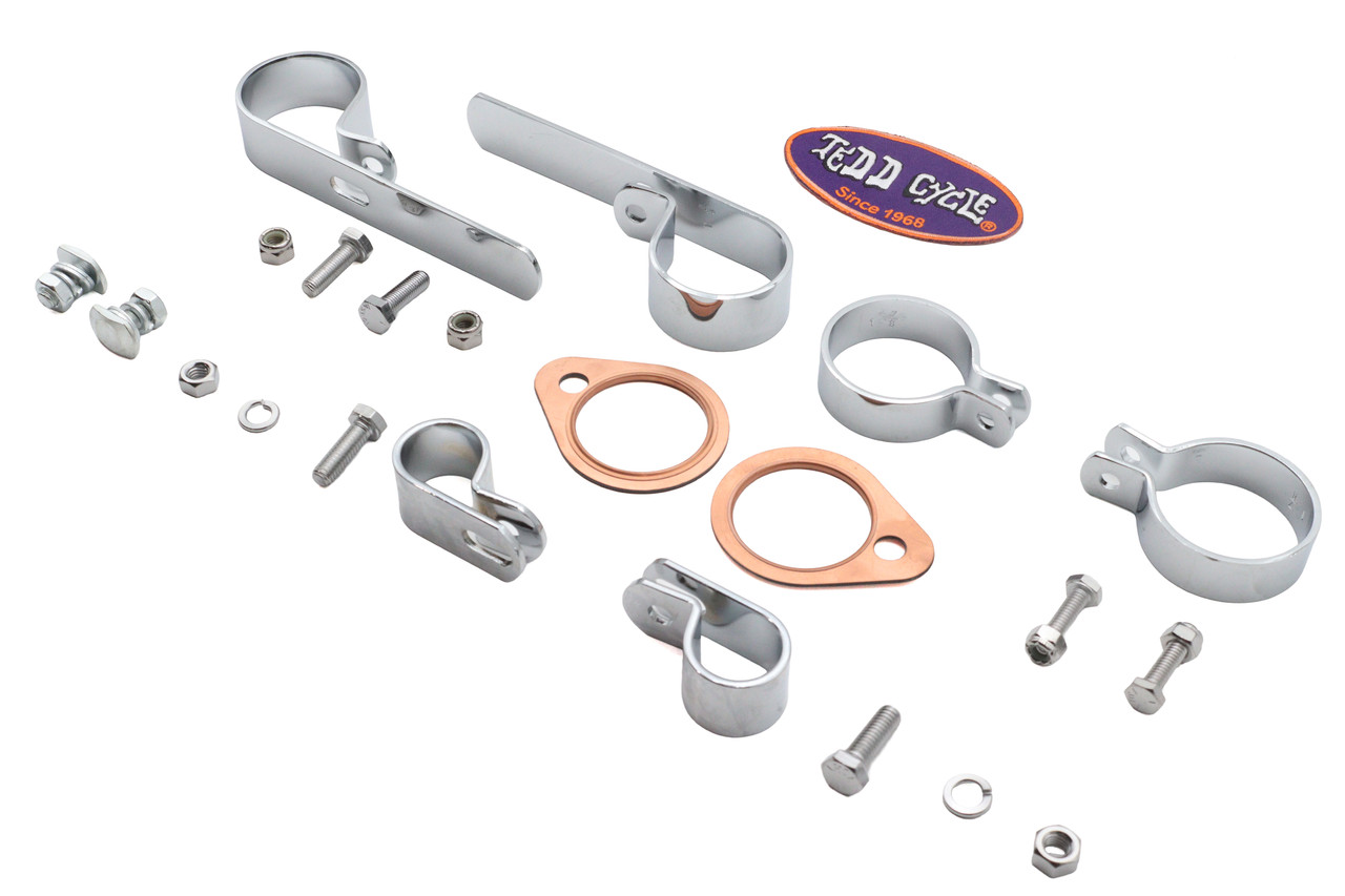 V-Twin - Shovelhead Header Set Mount Kit Chrome