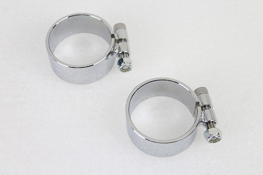 V-Twin - Chrome 2-1/8 inch Wide Muffler Body and End Clamp Set