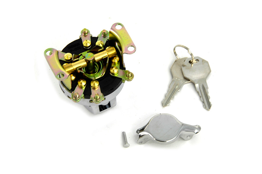 Volt Tech #70399 - Fat Bob Ignition Switch with 6 Terminals Chrome