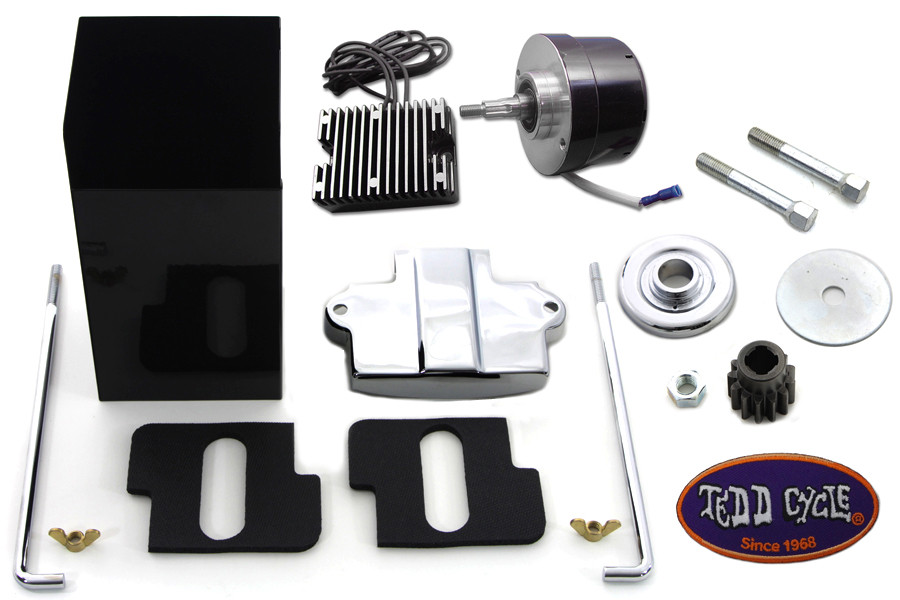 V-Twin - Side Valve Black 12 Volt Alternator Generator Conversion Kit