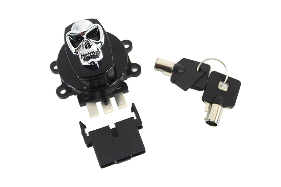 Volt Tech #370103 - Black Ignition Switch with Chrome Skull