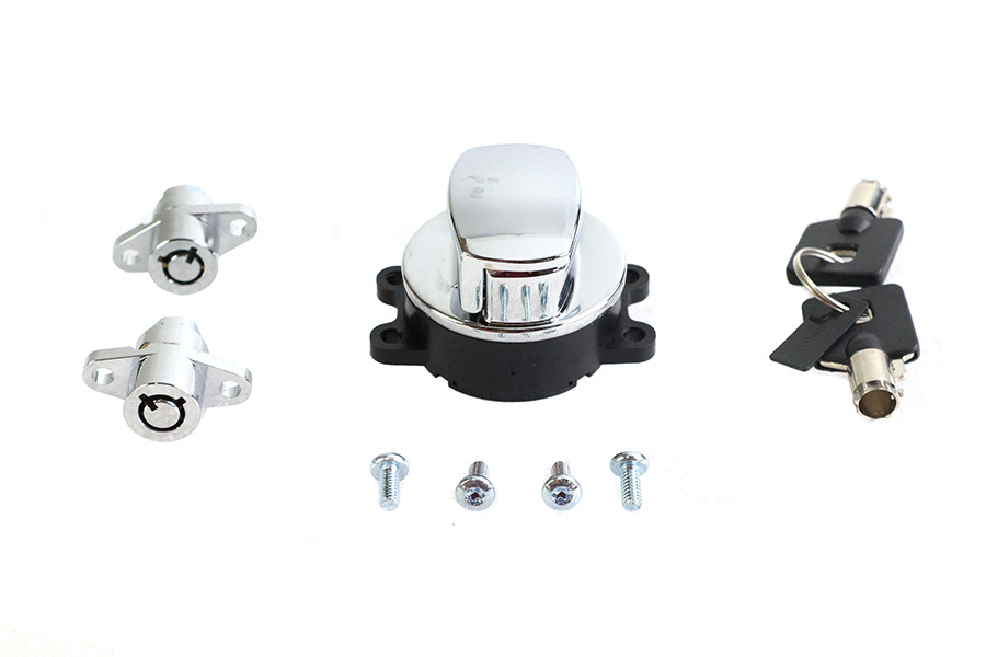 Volt Tech #78403 - Side Hinge Ignition Switch and Saddlebag Lock Kit Chrome