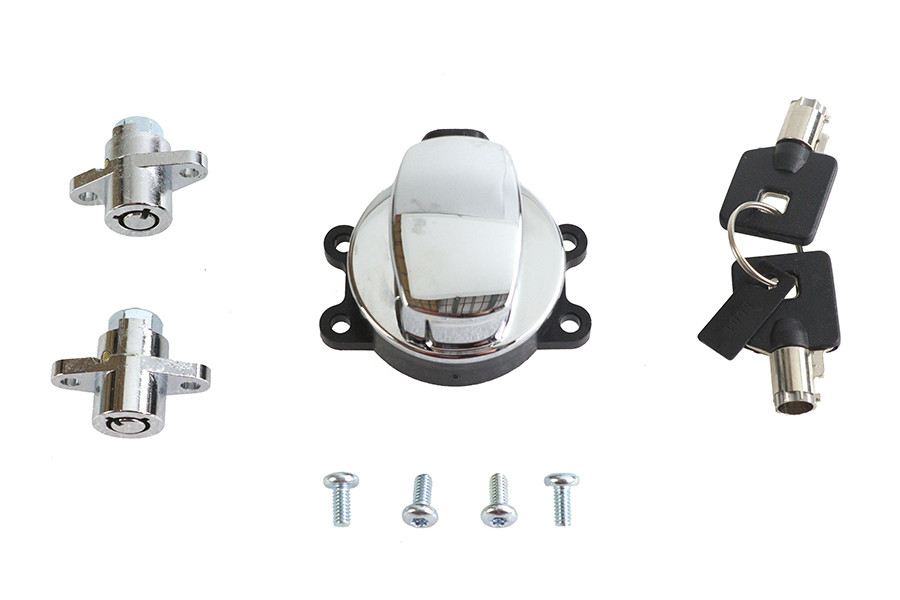 Volt Tech #78403 - Side Hinge Ignition Switch and Saddlebag Lock Kit Chrome